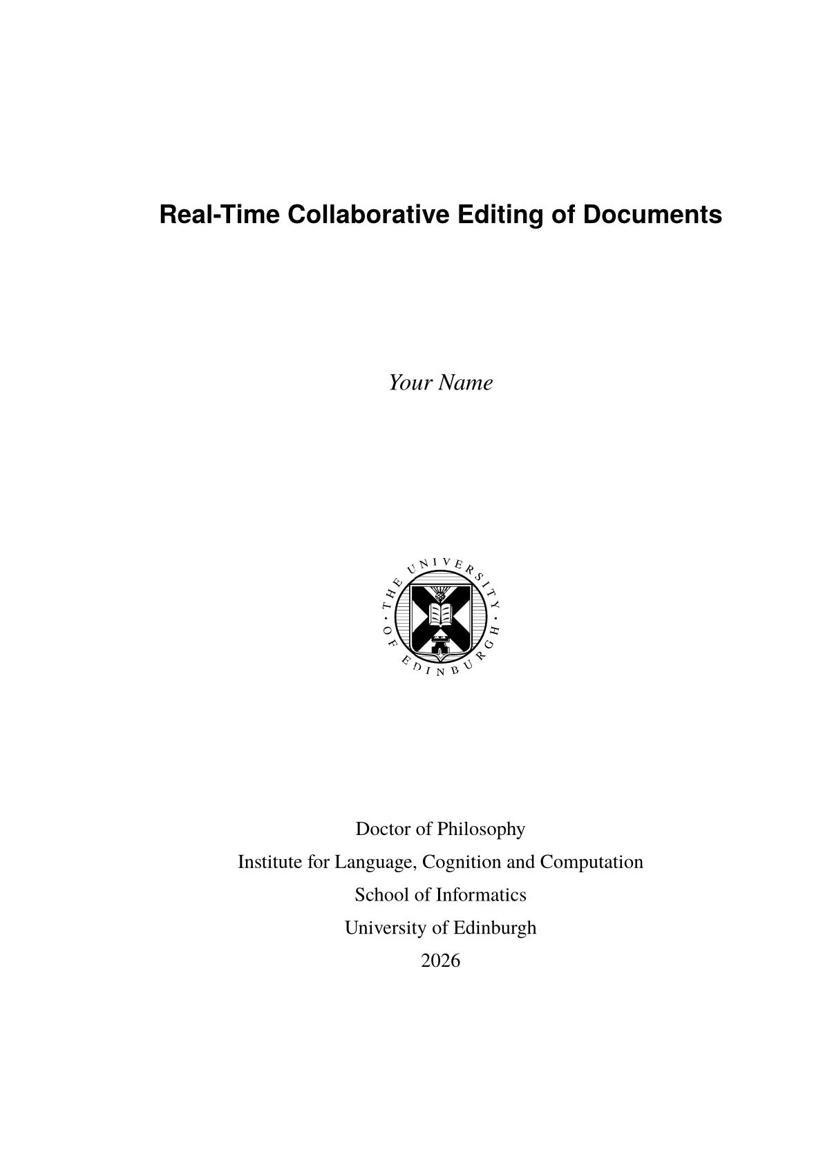Page 1 of the sample document in the University of Edinburgh School of Informatics thesis template