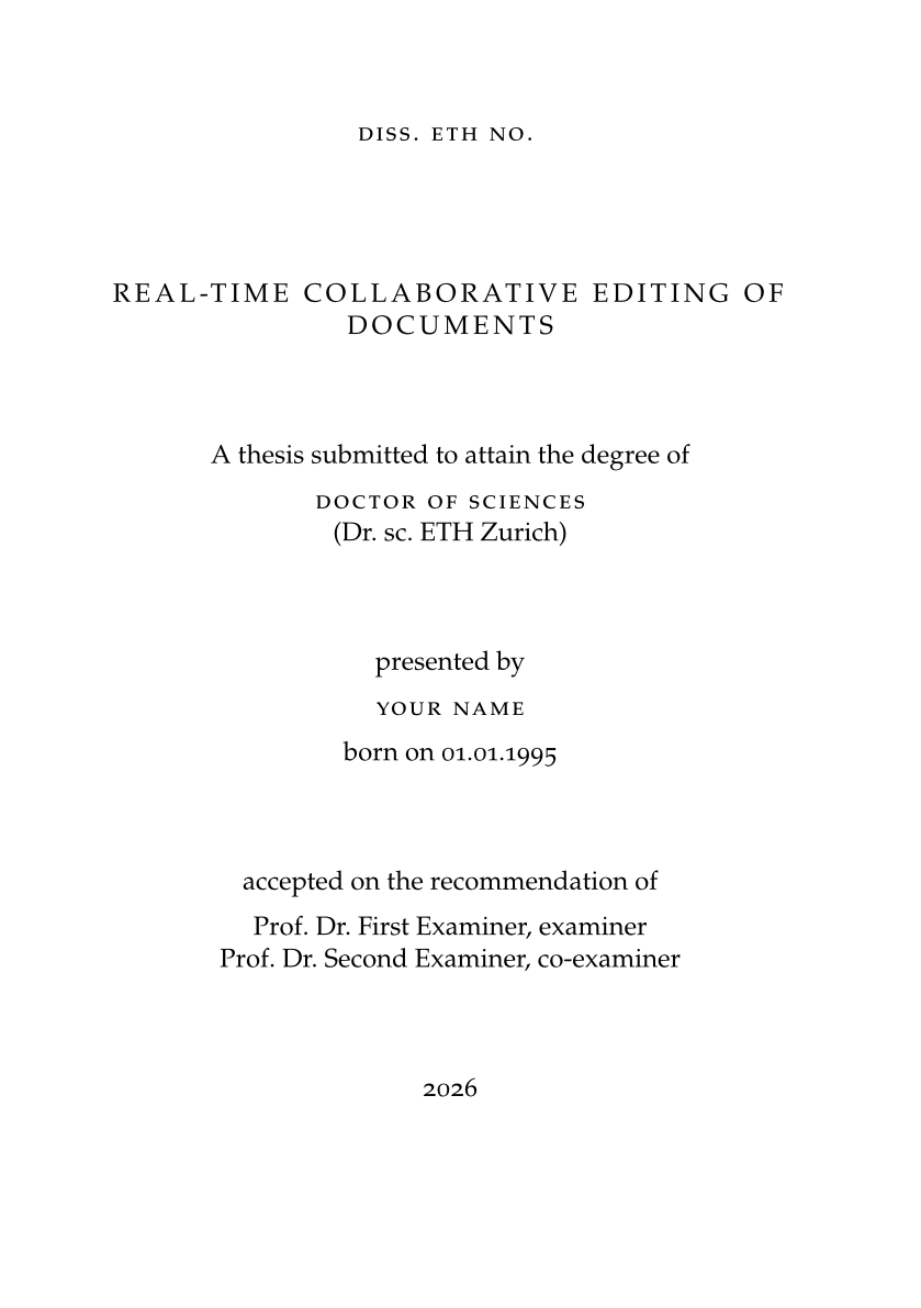 Page 1 of the sample document in the ETH Zurich doctoral thesis template