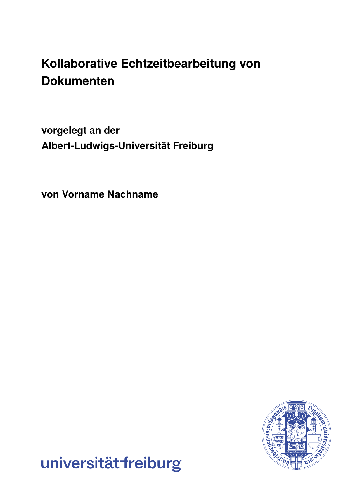 Página 1 do documento de exemplo no modelo Trabalho final Universität Freiburg