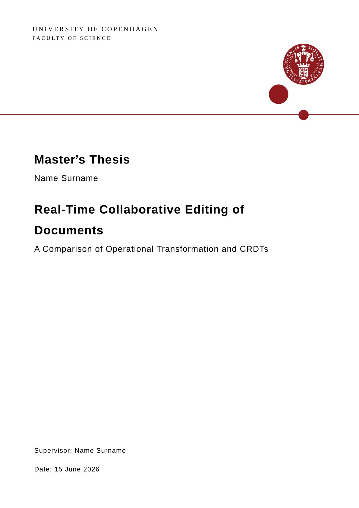 Página 1 do documento de exemplo no modelo Trabalho final University of Copenhagen (KU)