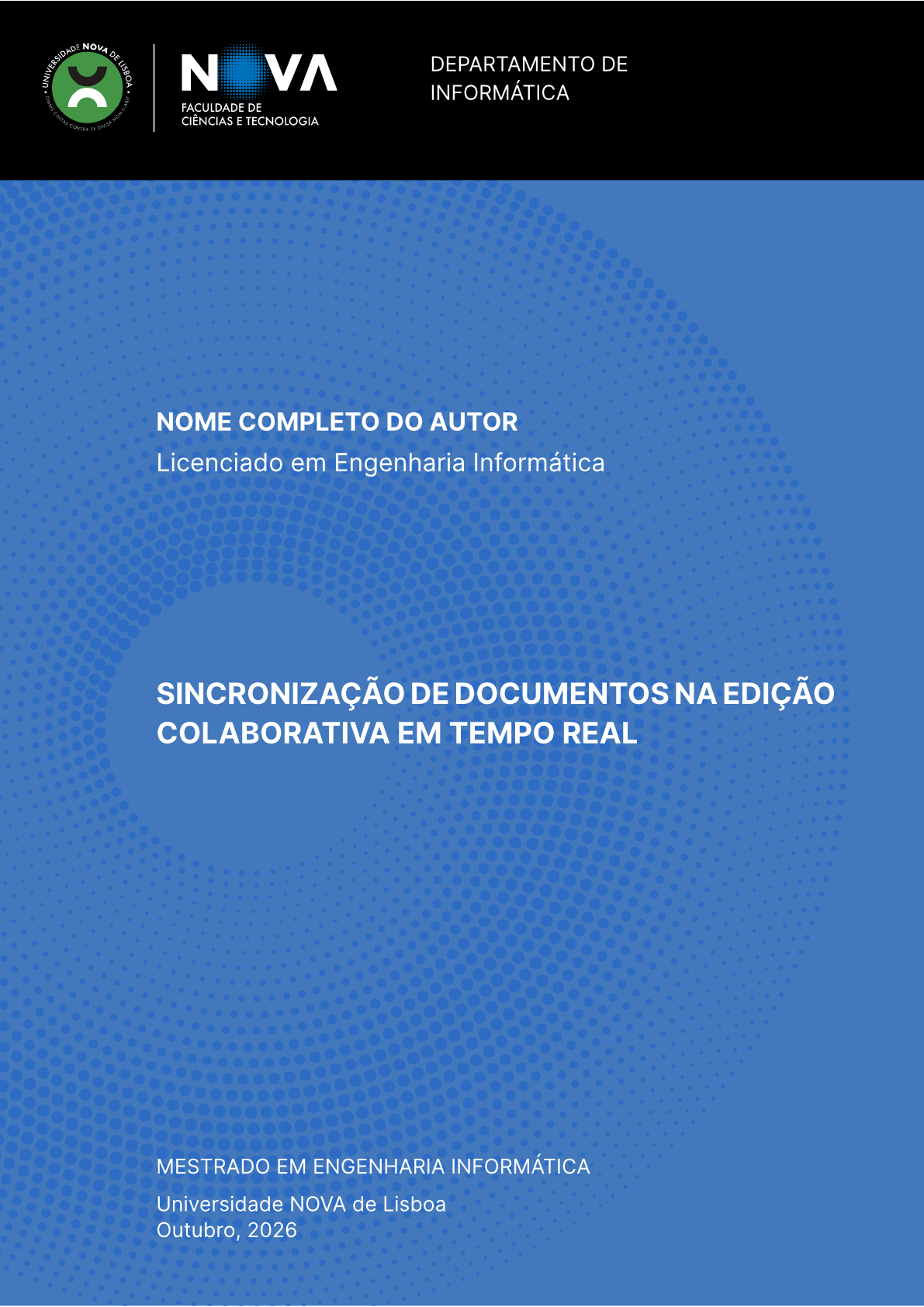 Page 1 of the sample document in the NOVA FCT master's dissertation and doctoral thesis (NOVA University Lisbon) template