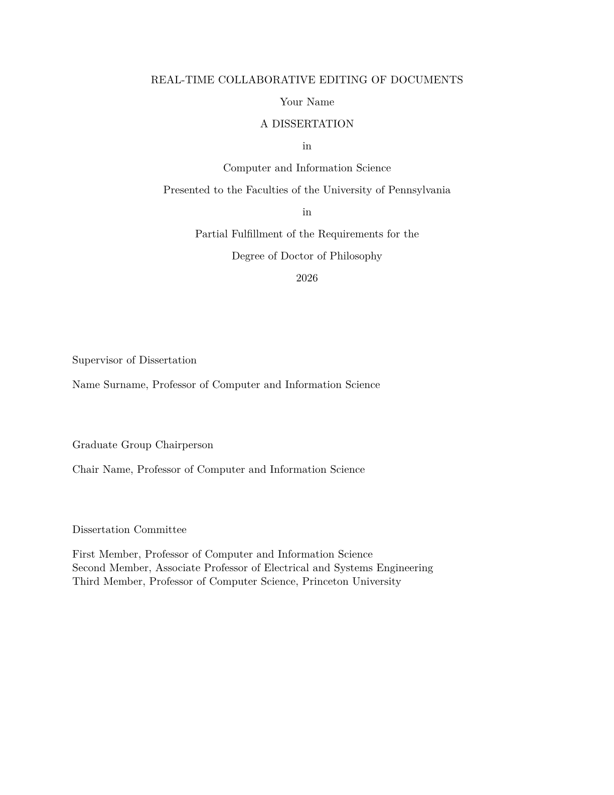 Strana 1 ukázkového dokumentu v šabloně Disertace University of Pennsylvania