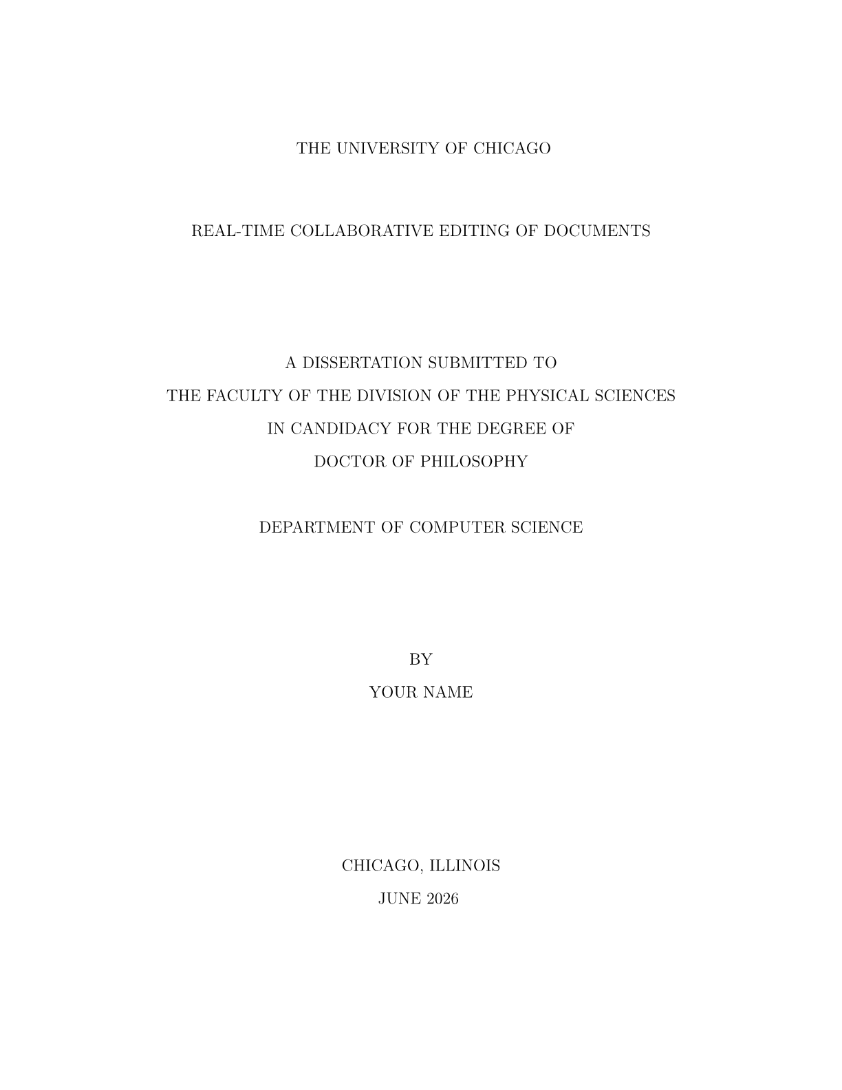 Pàgina 1 del document de mostra a la plantilla Tesi doctoral de la University of Chicago