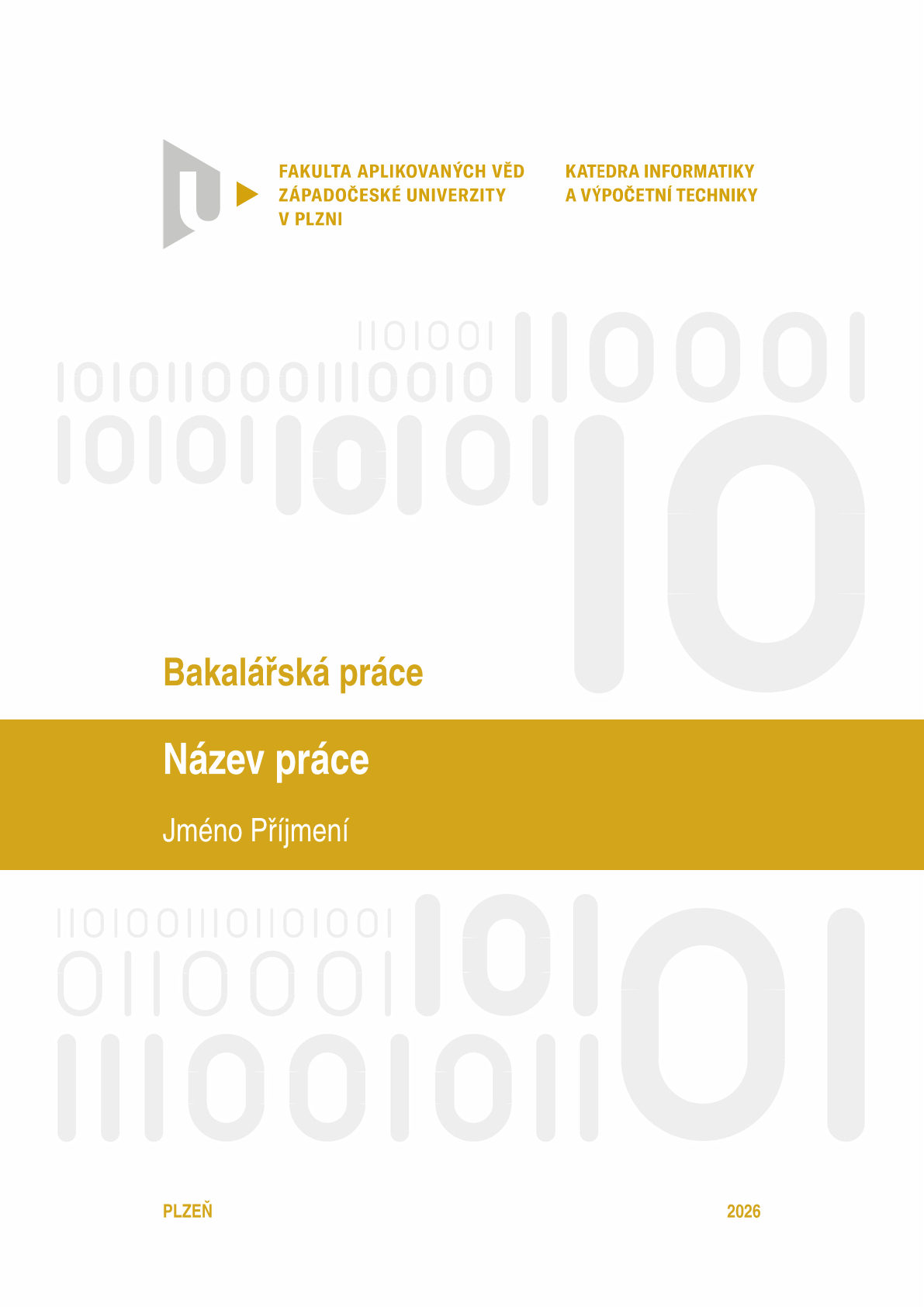 Page 1 du document d’exemple dans le modèle Mémoire FAV ZČU de Plzeň